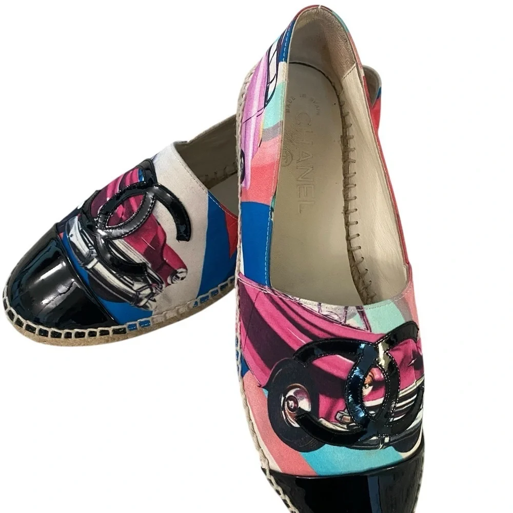 Chanel Colorful Car Print Espadrilles